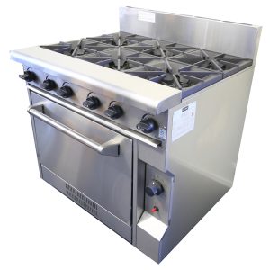 CaterWare 6 Burner Gas Cooktop with Oven (CW-GBO6)