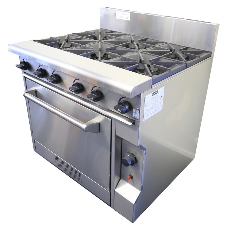 CaterWare 6 Burner Gas Cooktop with Oven (CW-GBO6)
