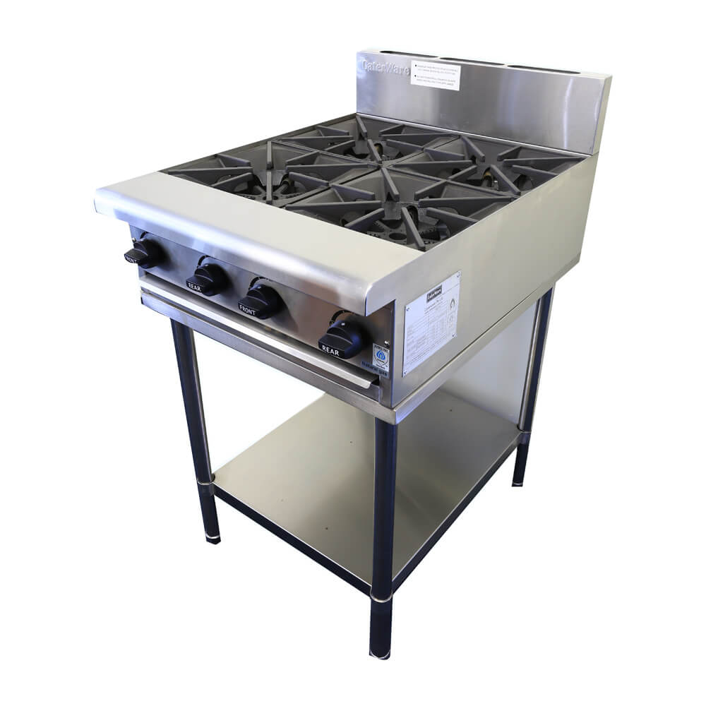 CaterWare Commercial 4 Burner Gas Cooktop with Stand CW-GB4