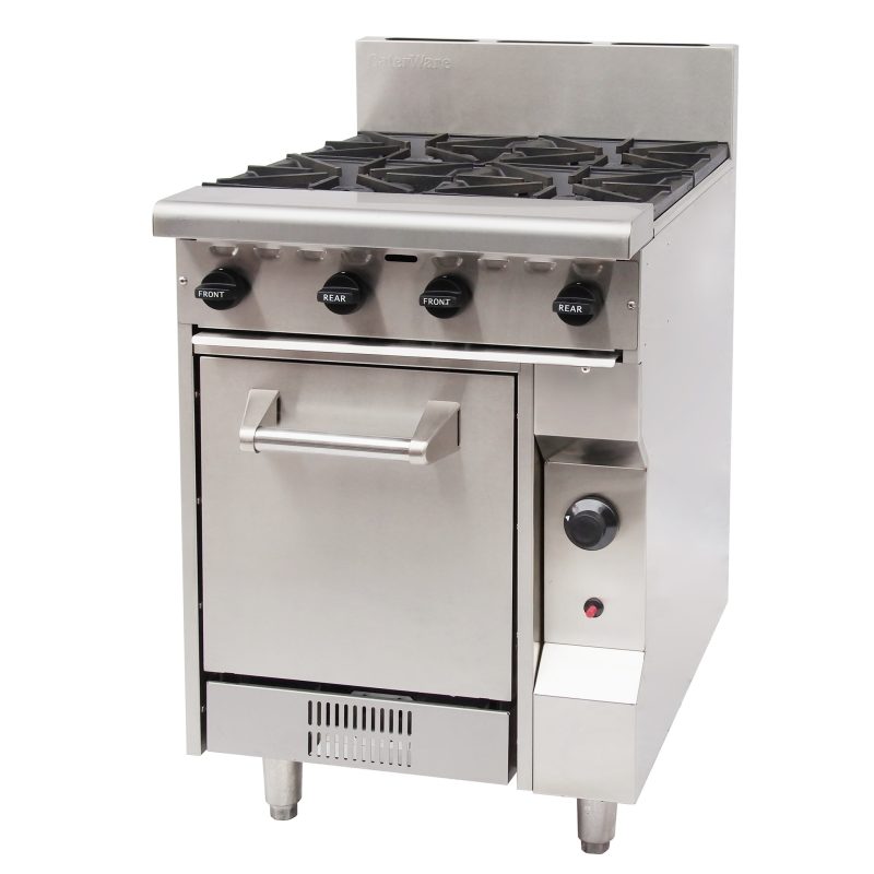 CaterWare 4 Burner Gas Cooktop with Oven (GBO4)