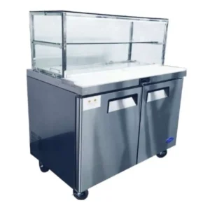 Atosa 1846mm Sandwich Prep Fridge with Glass Display 3 Door 598Ltr (MSF8304G)