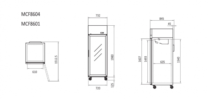 Freezer Upright Top Mounted Atosa 1 Door Glass S/Steel 670 Ltr MCF8601 2