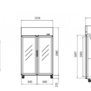 Freezer Upright Top Mounted Atosa 2 Door Glass S/Steel 1300 Ltr MCF8602 2