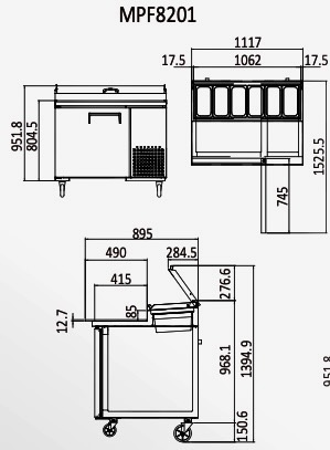 Pizza Prep Table Fridge/Refrigerator Atosa 1 Door 1117mm 396Ltr 4