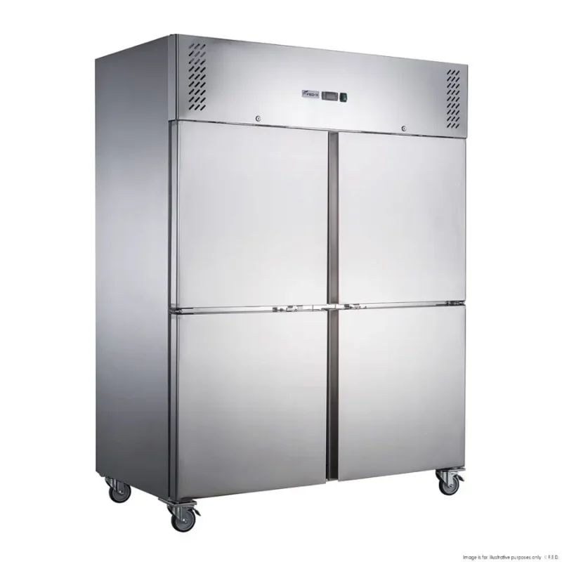 FED-X-1200Ltr-Upright-Fridge-Stainless-Steel-4-Door-(XURC1200S2V)_Caterware