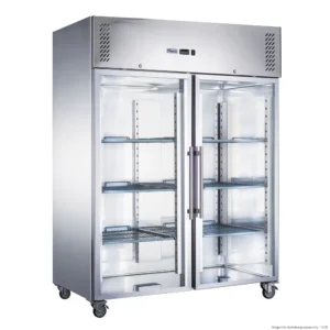 FED-X-1410Ltr-Upright-Fridge-Stainless-Steel-2-Glass-Door-(XURC1410G2V)_Caterware
