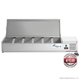FED-X-Salad-Fridge-Bench-Top-Stainless-Steel-Takes-6x1:3GN-Pans-(XVRX1500:380S)_Caterware