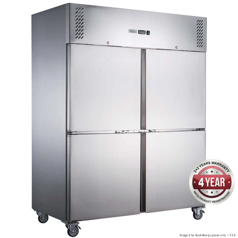FED-X 1200Ltr Upright Freezer Stainless Steel 4 Door XURF1200S2V