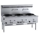 B&S Three Hole Waterless Wok Table Black UFWWD-3