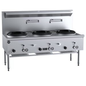 B&S Three Hole Waterless Wok Table Black UFWWD-3