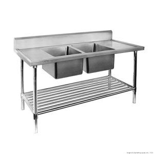 Double Bowl Sink Bench 1200x600 Premium Stainless Steel DSB6-1200