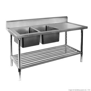 Double Bowl Sink Bench 1500x600 Premium Stainless Steel DSB6-1500