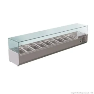 FED-X-Salad-Fridge-Bench-Top-Glass-Display-Takes-9x1:3GN-Pans-(XVRX2000:380)_Caterware