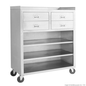 Mobile S/Steel Cabinet with 4 Drawers and 3 Shelves Modular Systems MS116