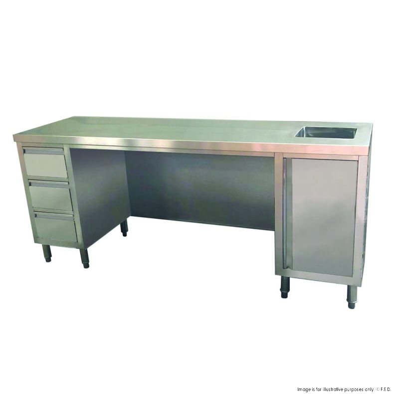Multipurpose Utility Bench with Sink Stainless Steel Modular Systems SS6-2100R-H