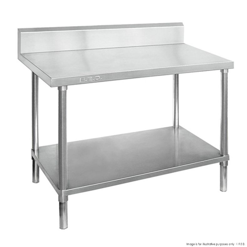 Work Bench 600mm Deep with Splashback Stainless Steel, Various Widths