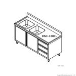 Modular Systems 1800mm Stainless Steel Cabinet With Double Sinks, Doors & Drawers (DSC-1800L-H)