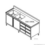 Modular Systems 2400mm Stainless Steel Cabinet With Double Sinks, Doors & Drawers (DSC-2400L-H)
