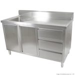Modular Systems 1500mm Stainless Steel Kitchen Tidy Cabinet with Sink Drawers & Doors (SC-7-1500L-H)