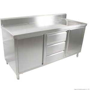 Modular Systems 2100mm Kitchen Tidy Cabinet with Sink, Drawers & Doors (SC-6-2100R-H)