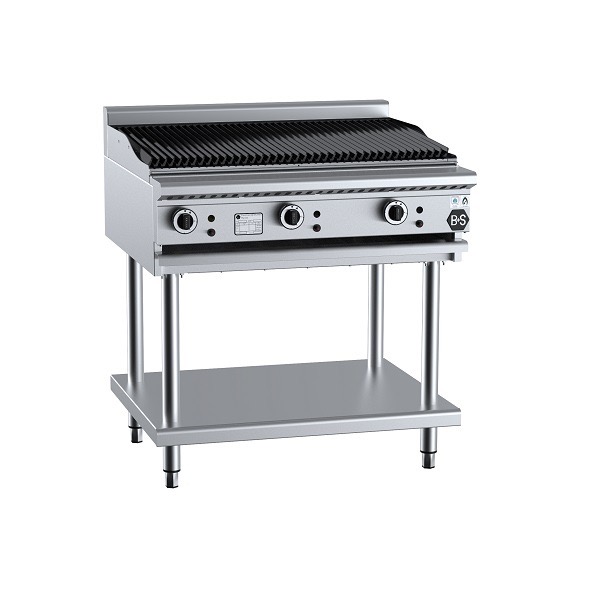 B&S Black 90cm Charbroiler on Stand (CBR-9)