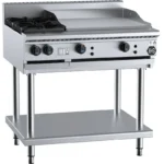B&S Black Combination Stove 2 Burner (No Pilots)/60cm Grill/Griddle on Stand (BT-SB2-GRP6)
