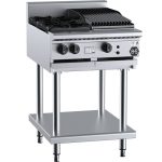 B&S Black Combination Stove 2 Burner (No Pilots)/30cm Charbroiler on Stand (BT-SB2-CBR3)