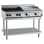 B&S Black Combination Stove 4 Burner (No Pilots)/60cm Grill/Griddle on Stand (BT-SB4-GRP6)