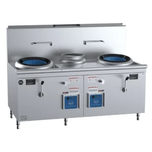 B&S Black Gas Wok Hi Pac Double Hole With Centre Pot (CCF-HP2+1)