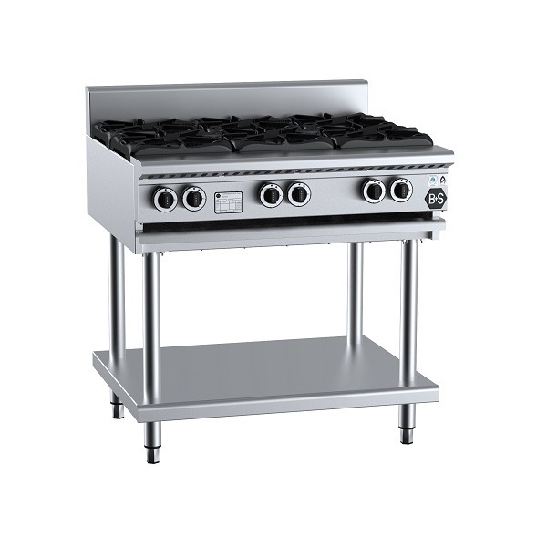B&S Black Stove Boiling Top 6 Burner on Stand (BT-SB6)