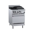 B&S Black Stove Boiling Top with Static Oven 2 Burner (No Pilots)/300mm Chargrill (OV-SB2-CBR3)
