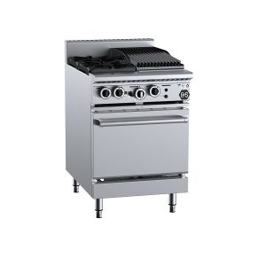 B&S Black Stove Boiling Top with Static Oven 2 Burner (No Pilots)/300mm Chargrill (OV-SB2-CBR3)