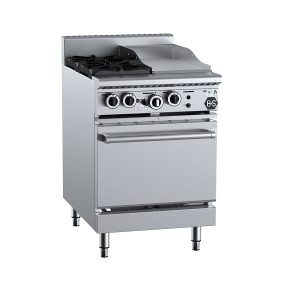B&S Black Stove Boiling Top with Static Oven 2 Burner/300mm Grill/Griddle (OV-SB2-GRP3)
