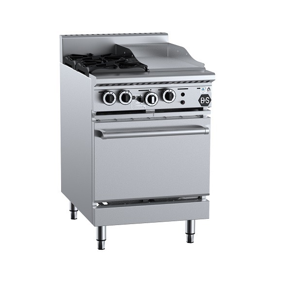 B&S Black Stove Boiling Top with Static Oven 2 Burner/300mm Grill/Griddle (OV-SB2-GRP3)