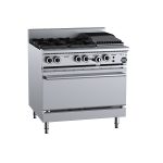 B&S Black Stove Boiling Top with Static Oven 4 Burner/300mm Chargrill (OV-SB4-CBR3)