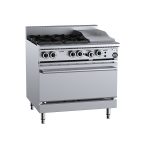 B&S Black Stove Boiling Top with Static Oven 4 Burner/300mm Grill/Griddle (OV-SB4-GRP3)