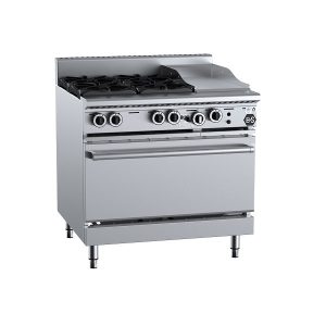 B&S Black Stove Boiling Top with Static Oven 4 Burner/300mm Grill/Griddle (OV-SB4-GRP3)
