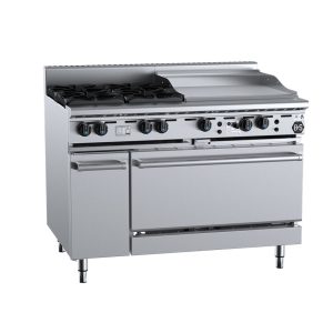 B&S Black Stove Boiling Top with Static Oven 4 Burner/600mm Grill/Griddle (OV-SB4-GRP6)