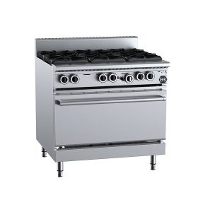 B&S Black Stove Boiling Top with Static Oven 6 Burner (No Pilots) (OV-SB6)