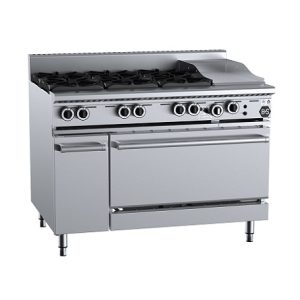 B&S Black Stove Boiling Top with Static Oven 6 Burner/300mm Grill/Griddle (OV-SB6-GRP3)