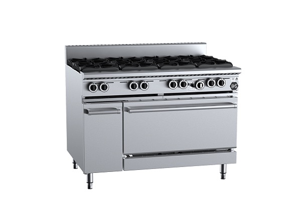 B&S Black Stove Boiling Top with Static Oven 8 Burner (No Pilots) (OV-SB8)