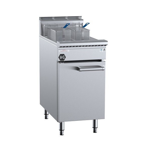 B&S Black Turbo Fryer Single Pan Split Pot 2 Basket (TF-451S)