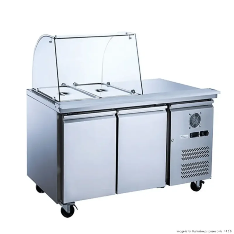 FED-X-2-Door-Salad-Prep-Fridge-with-Curved-Glass-Top-(XTHP2100SALGC)_Caterware
