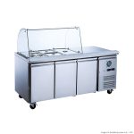 FED-X Three Door Salad Prep Fridge with Curve Glass Top (XTHP3100SALGC)