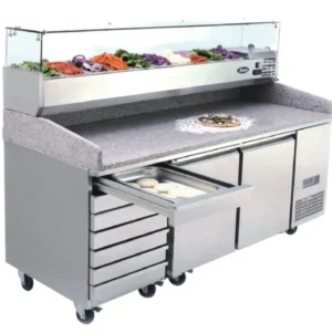 Atosa Marble Top Pizza Prep Fridge 2 Door with Ambient Drawers 280Ltr (EPF3480)