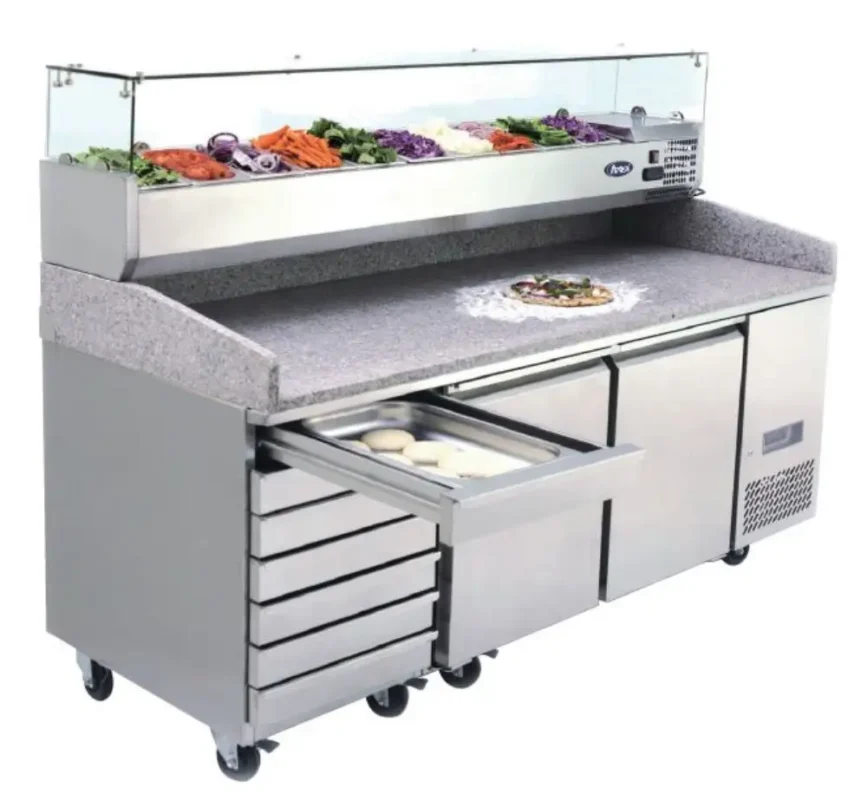 Atosa Marble Top Pizza Prep Fridge 2 Door with Ambient Drawers 280Ltr (EPF3480)