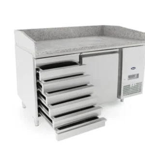 Atosa Marble Top Pizza Prep Table Fridge 1 Door with Ambient Drawers 140Ltr (EPF3490)