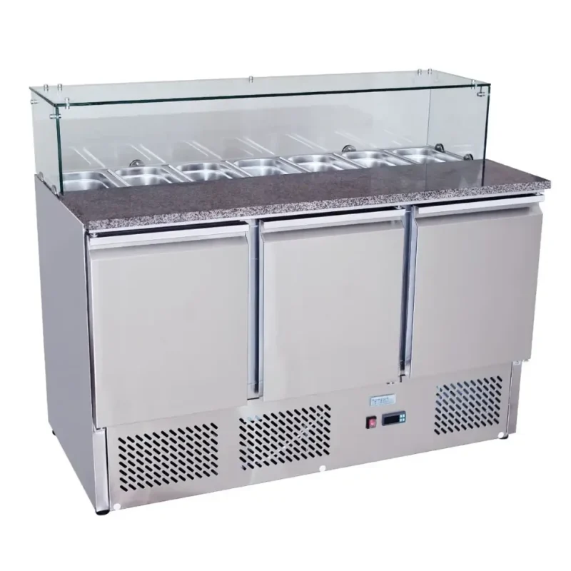 Atosa Marble Top Saladette Fridge with Glass Display 3 Door 380Ltr (ESL3864)