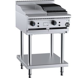 B&S Black Combination 30cm Griddle/30cm Charbroiler on Stand (BT-GRP3-CBR3)