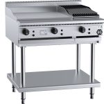 B&S Black Combination 60cm Griddle/30cm Charbroiler on Stand (BT-GRP6-CBR3)
